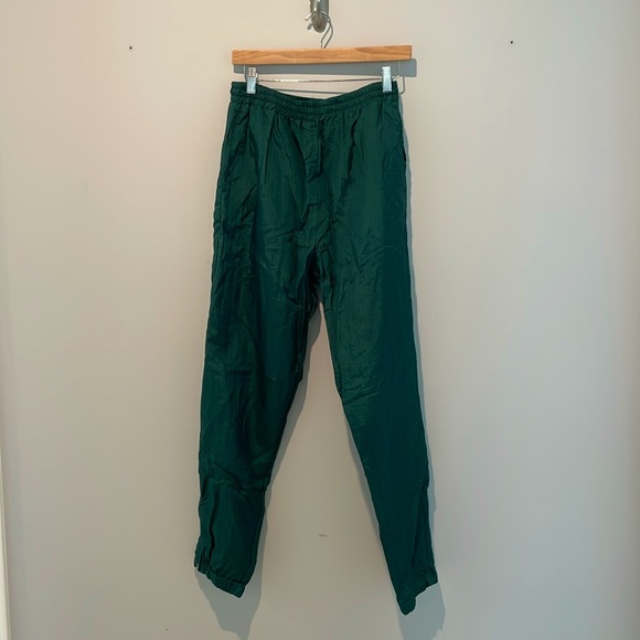Pants - Vintage 80s Emerald Green Nylon Windbreaker Jogger Track Pants